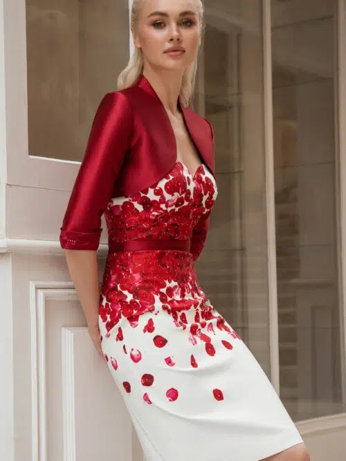Robe de cocktail Rouge Ecru