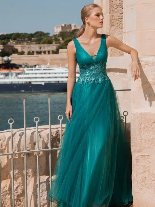 Robe de cocktail Bleu Canard