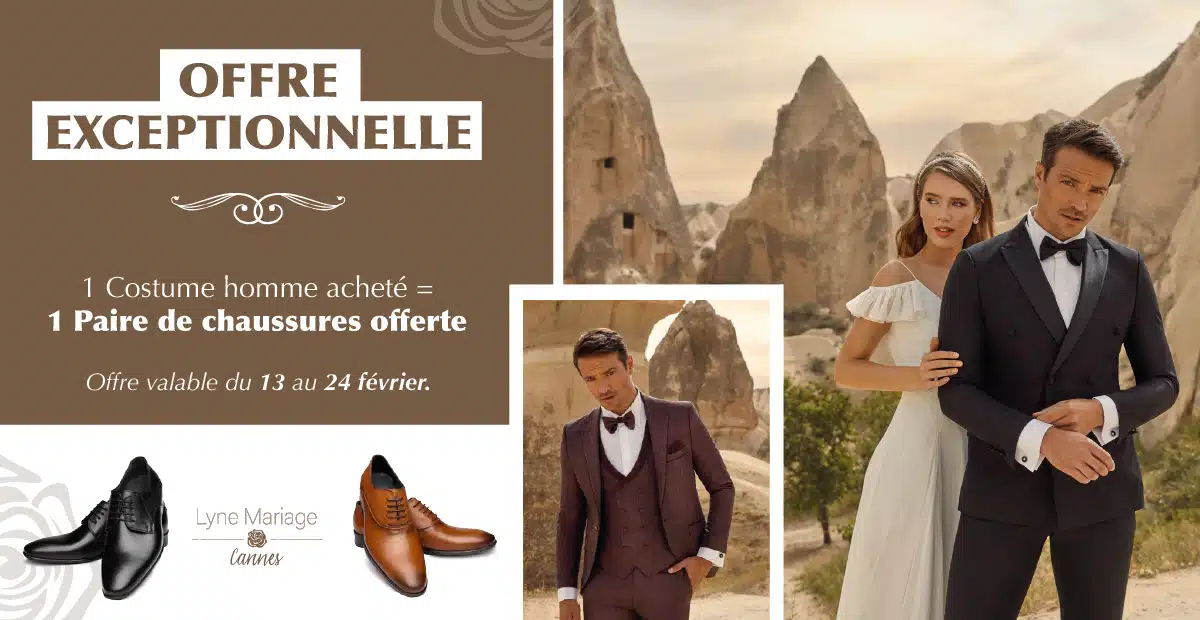 Offre exceptionnelle : 1 Costume homme acheté = 1 Paire de chaussures offerte