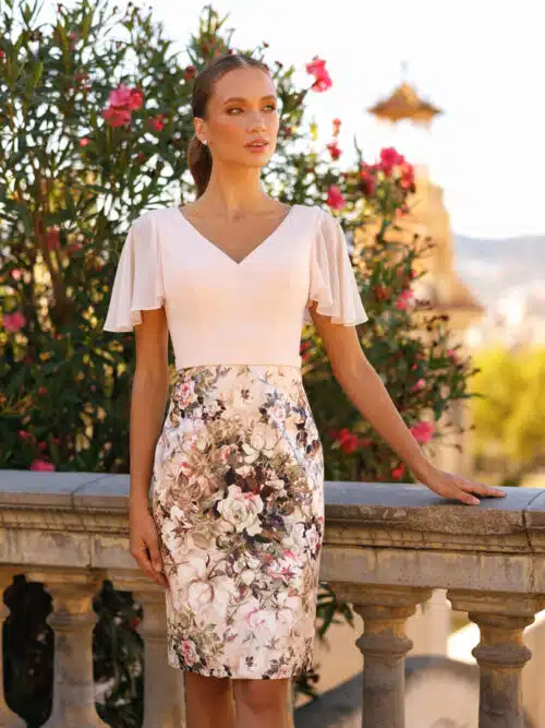 robe de cocktail 2024 ro663 beige 1