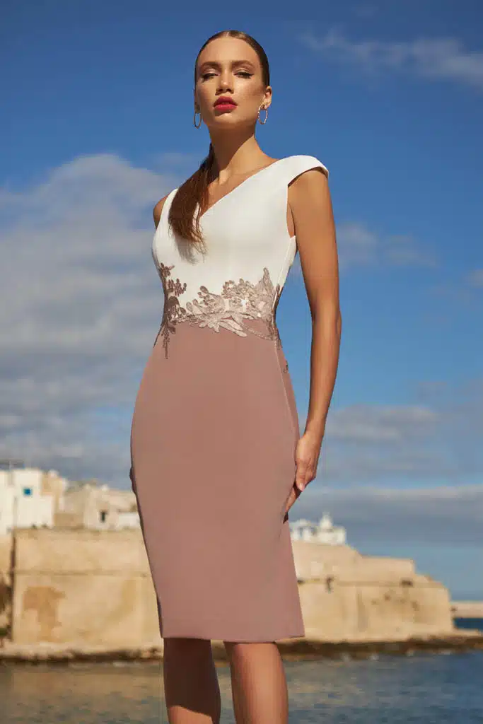robe de cocktail lyne mariage ro616 beige rose 1