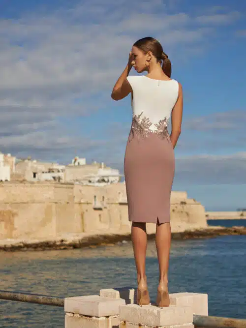 robe de cocktail lyne mariage ro616 beige rose 2