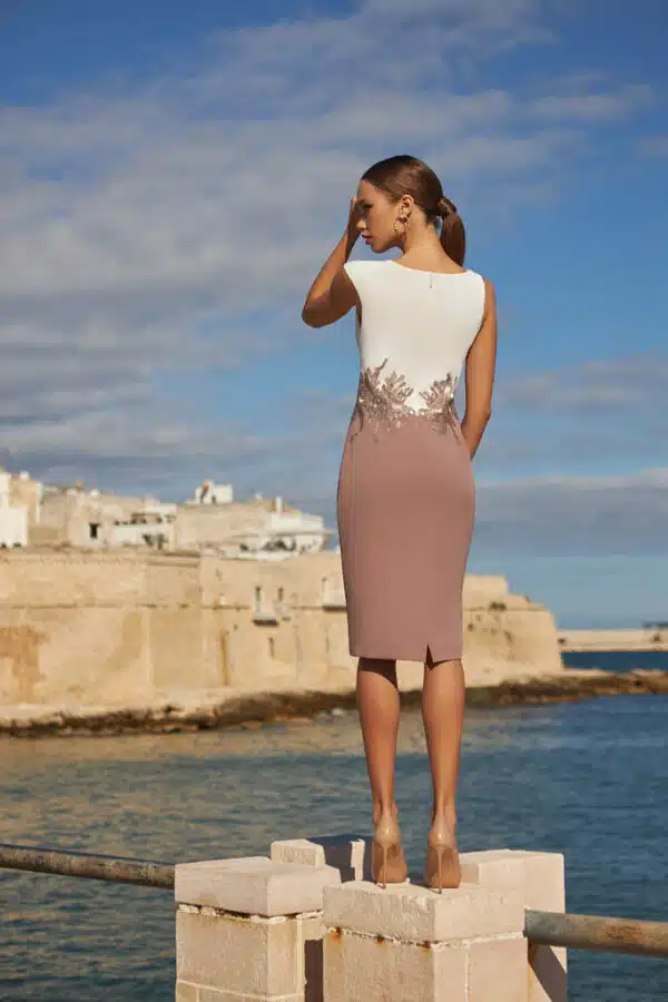 robe de cocktail lyne mariage ro616 beige rose 2