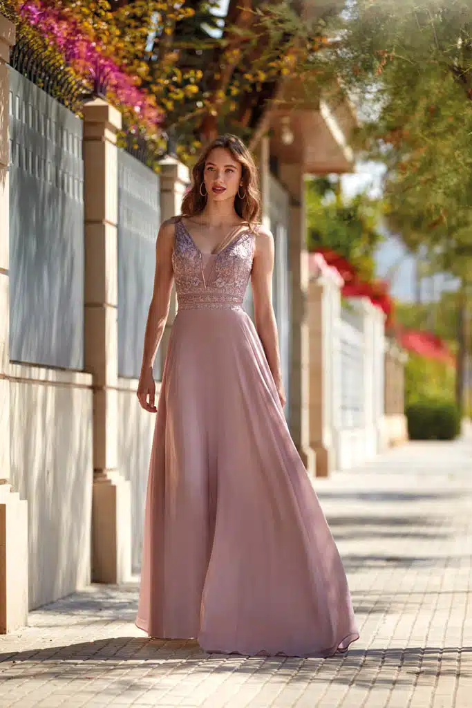 robe de cocktail lyne mariage rp104 beige rose 1