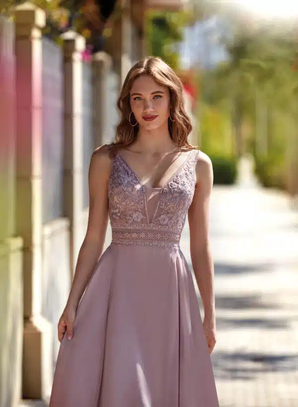 robe de cocktail lyne mariage rp104 beige rose 2